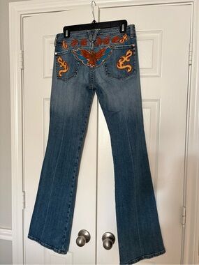 Vintage ‘Miss Me’ Embroidered Women's Bootcut Jeans w/ Eagle/Peace embroidery
